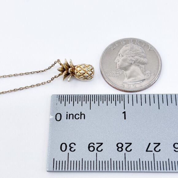 Pineapple Cubic Zirconia Pendant | Vintage Sterling Silver 925 Necklace 16"-18" - Picture 3 of 4